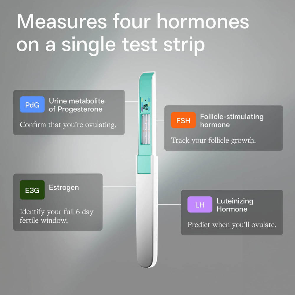 Inito strip being dipped in urine showing simple 15-second sampling for convenience