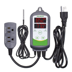Inkbird ITC-308 front panel showing dual display and buttons for quick setup