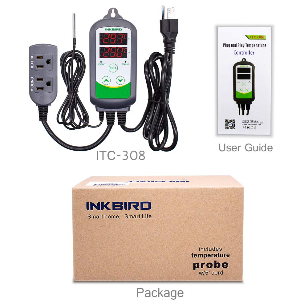 Inkbird ITC-308 next to a ruler to show compact size and easy mounting
