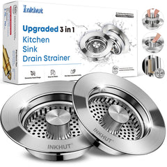 Inkhut front view of the two-pack strainer showing sleek stainless design and durability