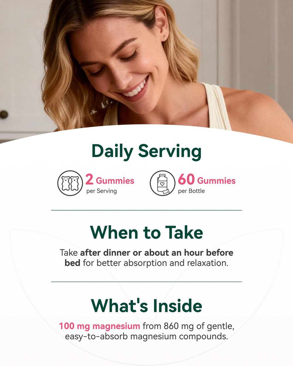 Inner Brightness gummies on a bedroom nightstand, suggests restful-evening routine benefit