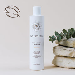 INNERSENSE shampoo texture on hand showing lightweight lather