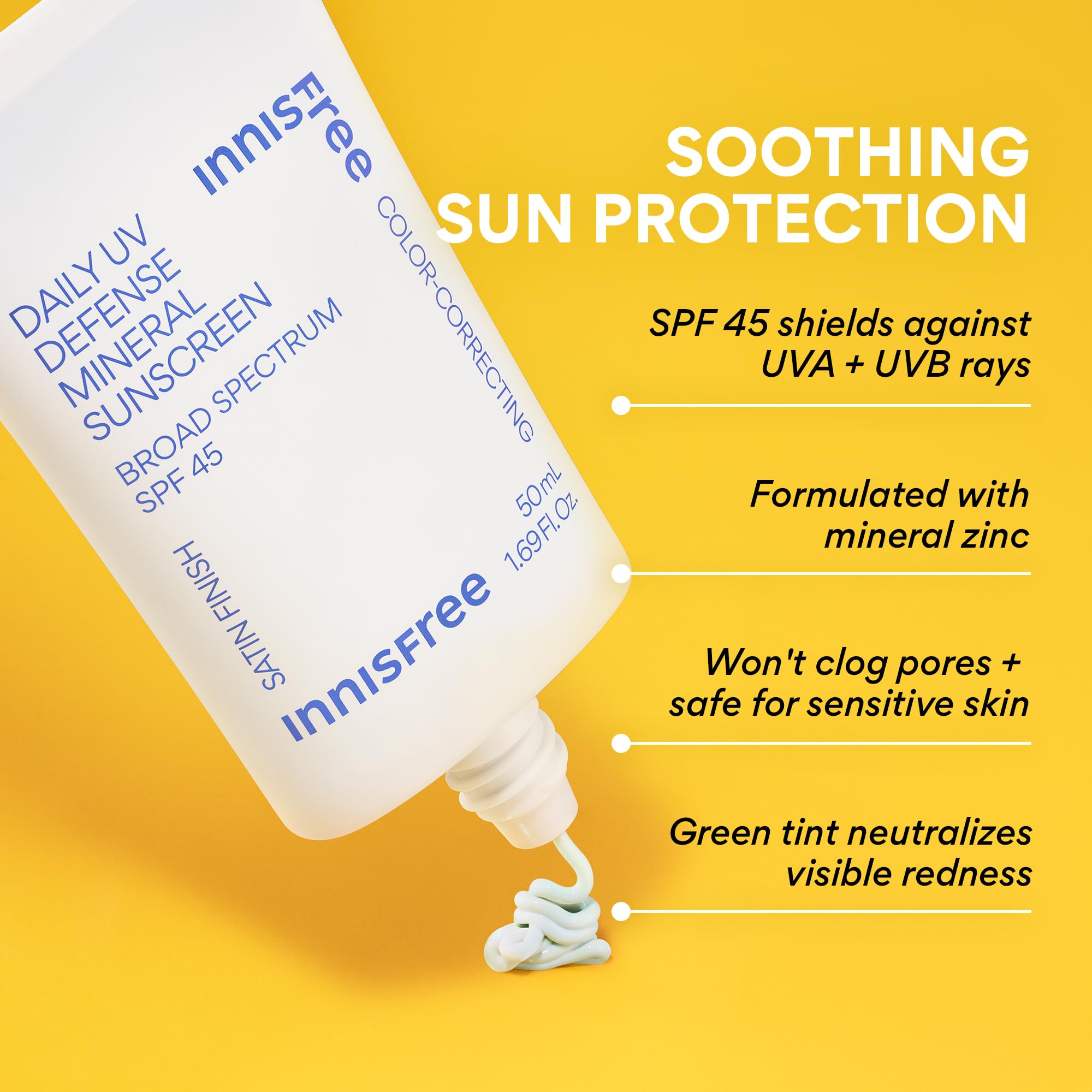 innisfree applying on hand demonstrating green tint neutralizing redness
