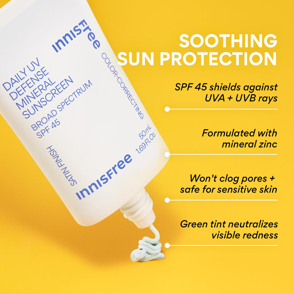 innisfree applying on hand demonstrating green tint neutralizing redness