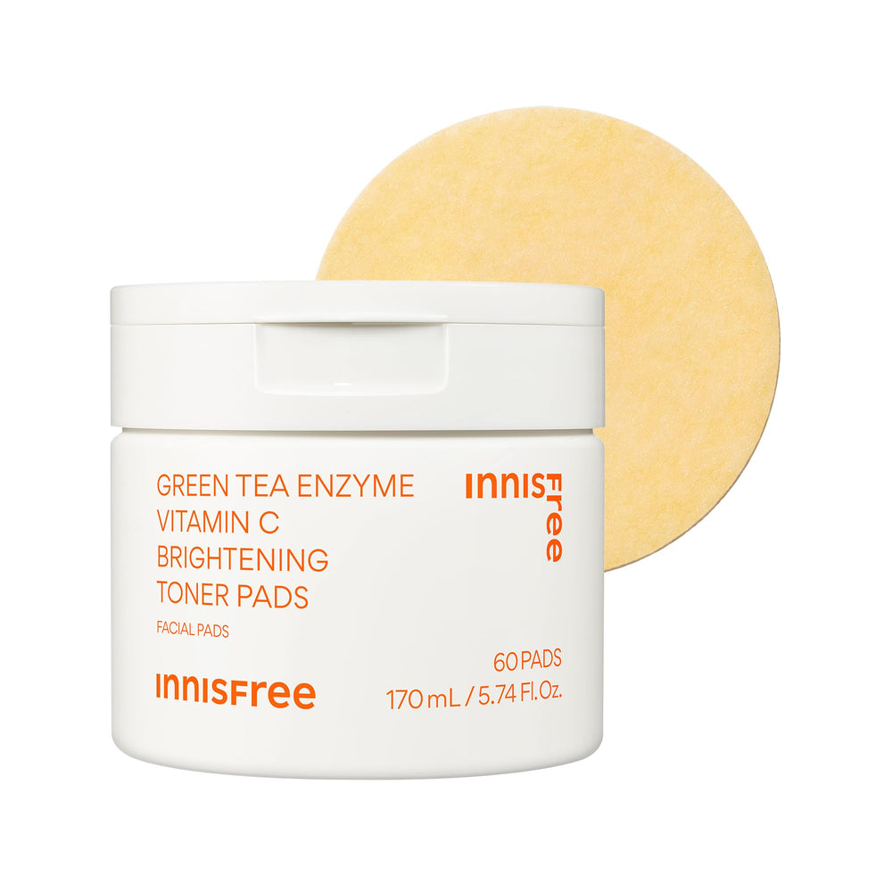 innisfree jar front view showing 60 brightening toner pads and label benefits