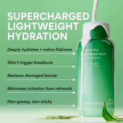 innisfree label close-up featuring green tea and ceramide ingredients benefit