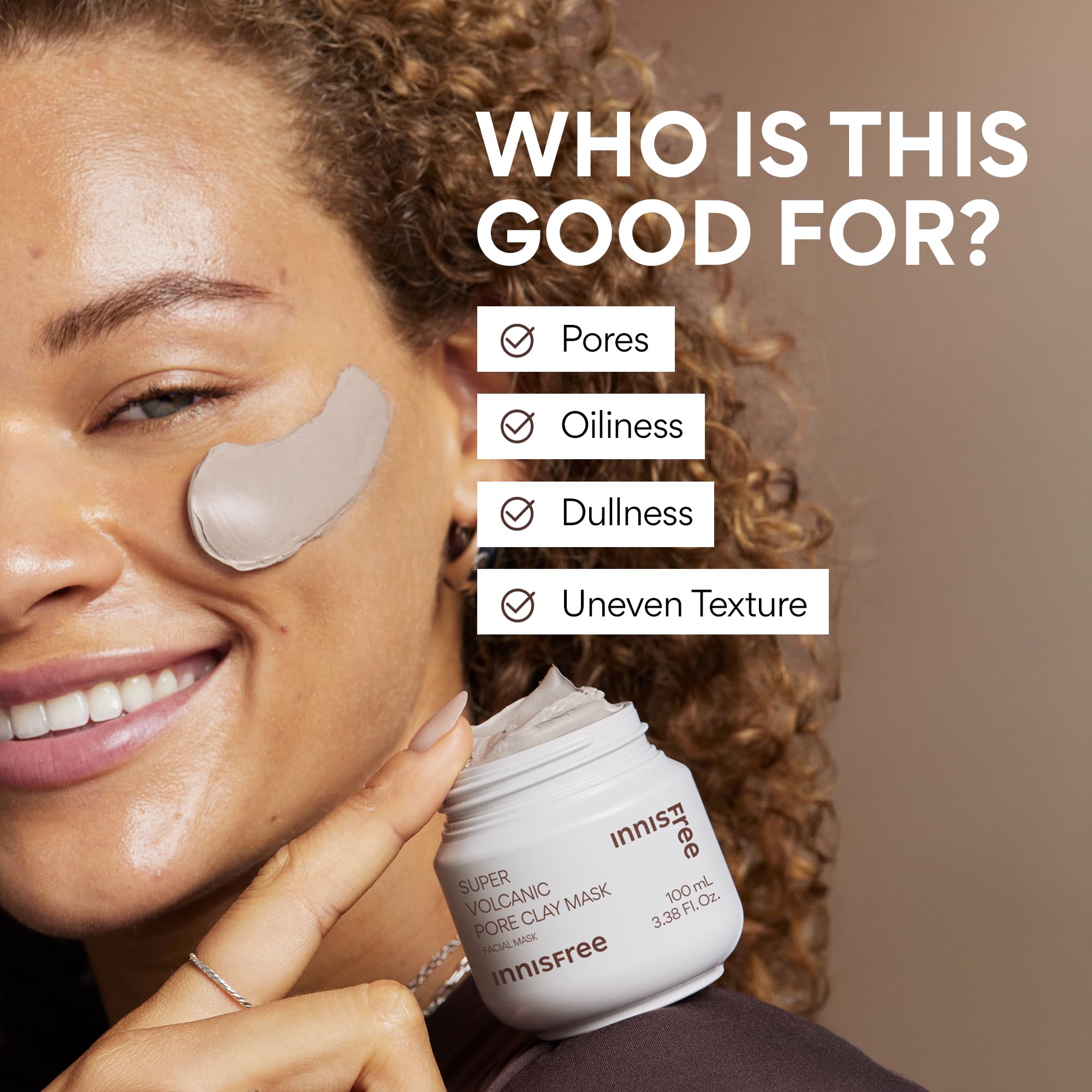 innisfree product beside hand showing scale and easy at-home treatment benefit