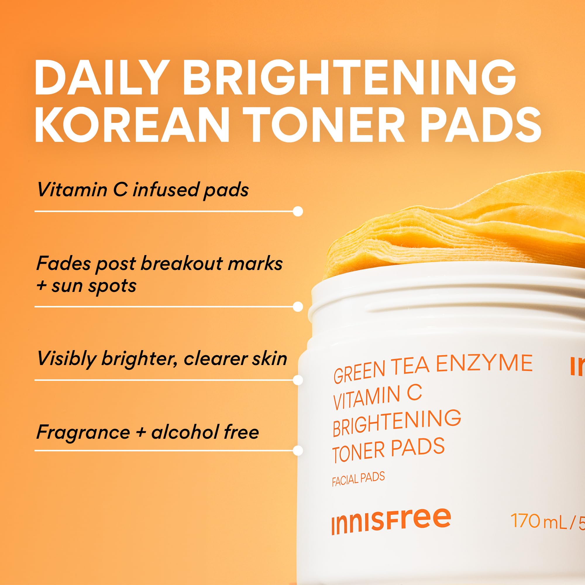 innisfree close-up of pad fibers highlighting vitamin C texture for effective brightening