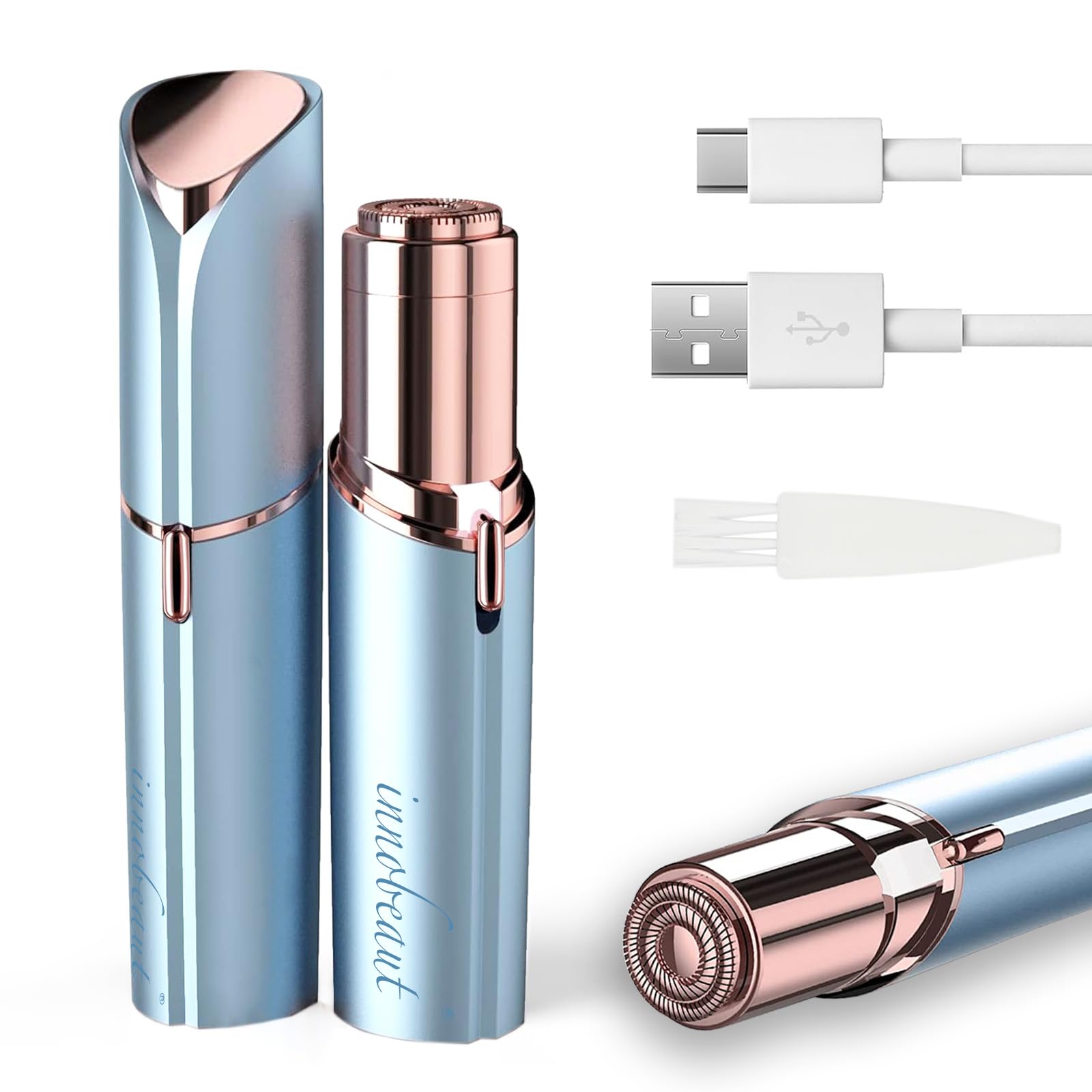 innobeaut trimmer front view showing lipstick design and portability