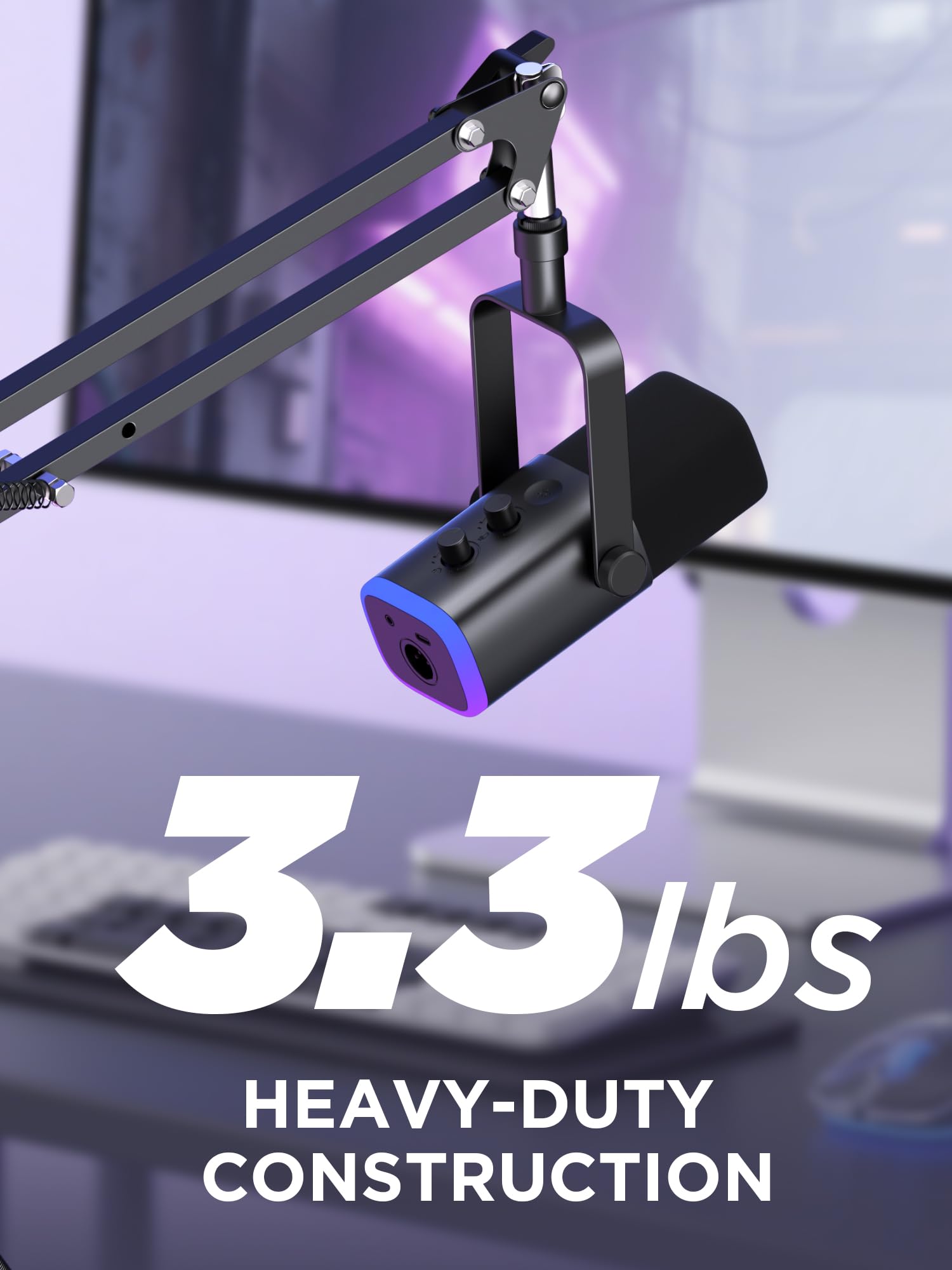 InnoGear arm holding Blue Yeti microphone for precise placement