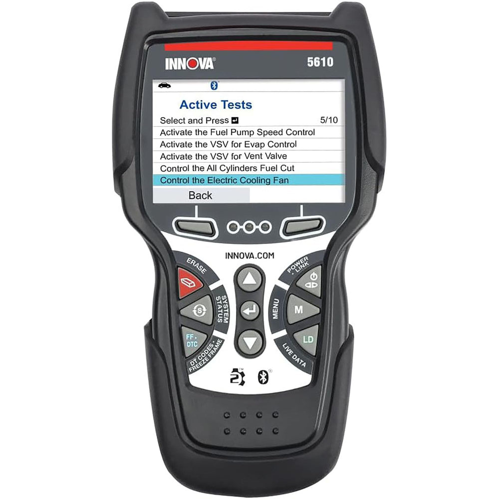 Innova 5610 front view showing display and buttons for clear diagnostics