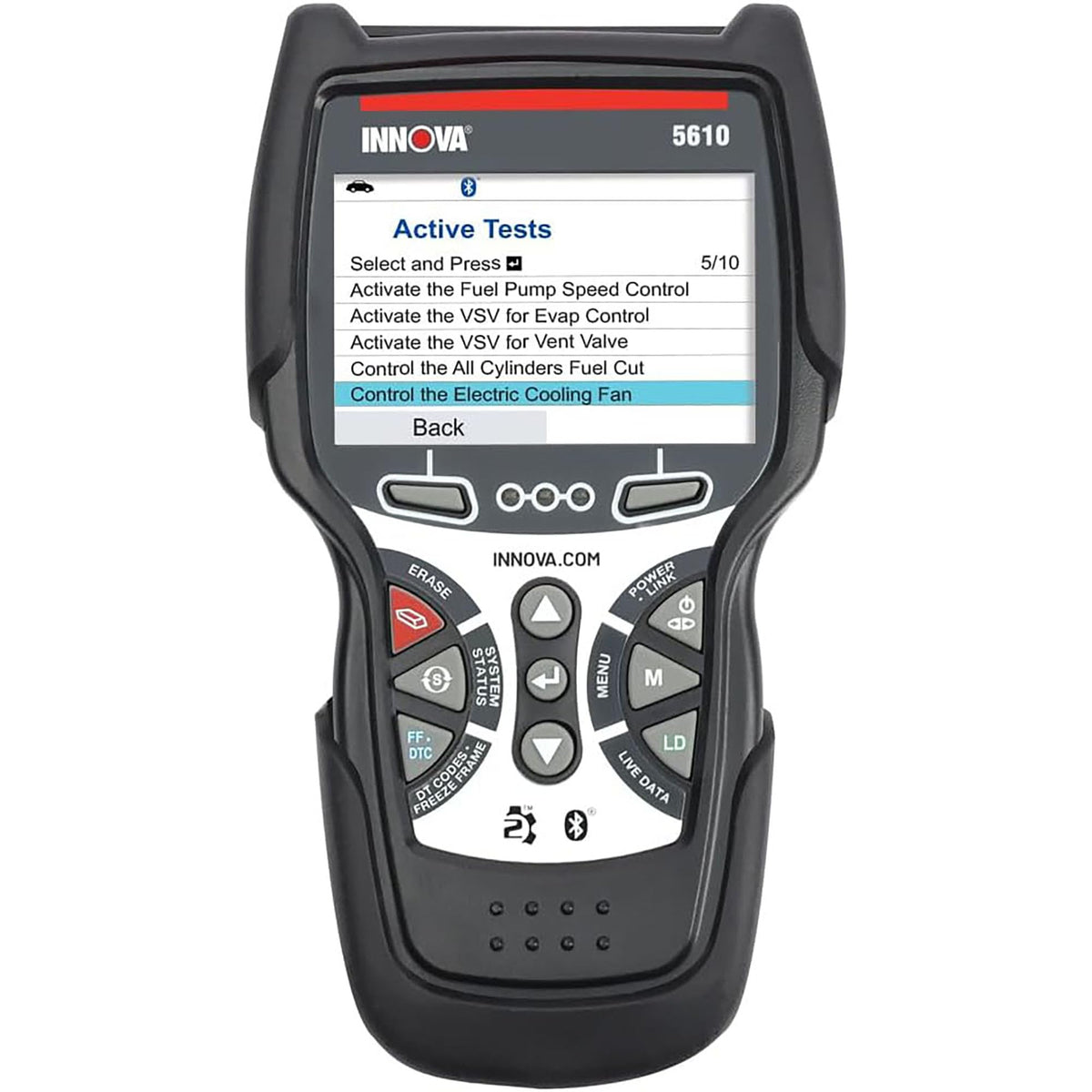 Innova 5610 front view showing display and buttons for clear diagnostics