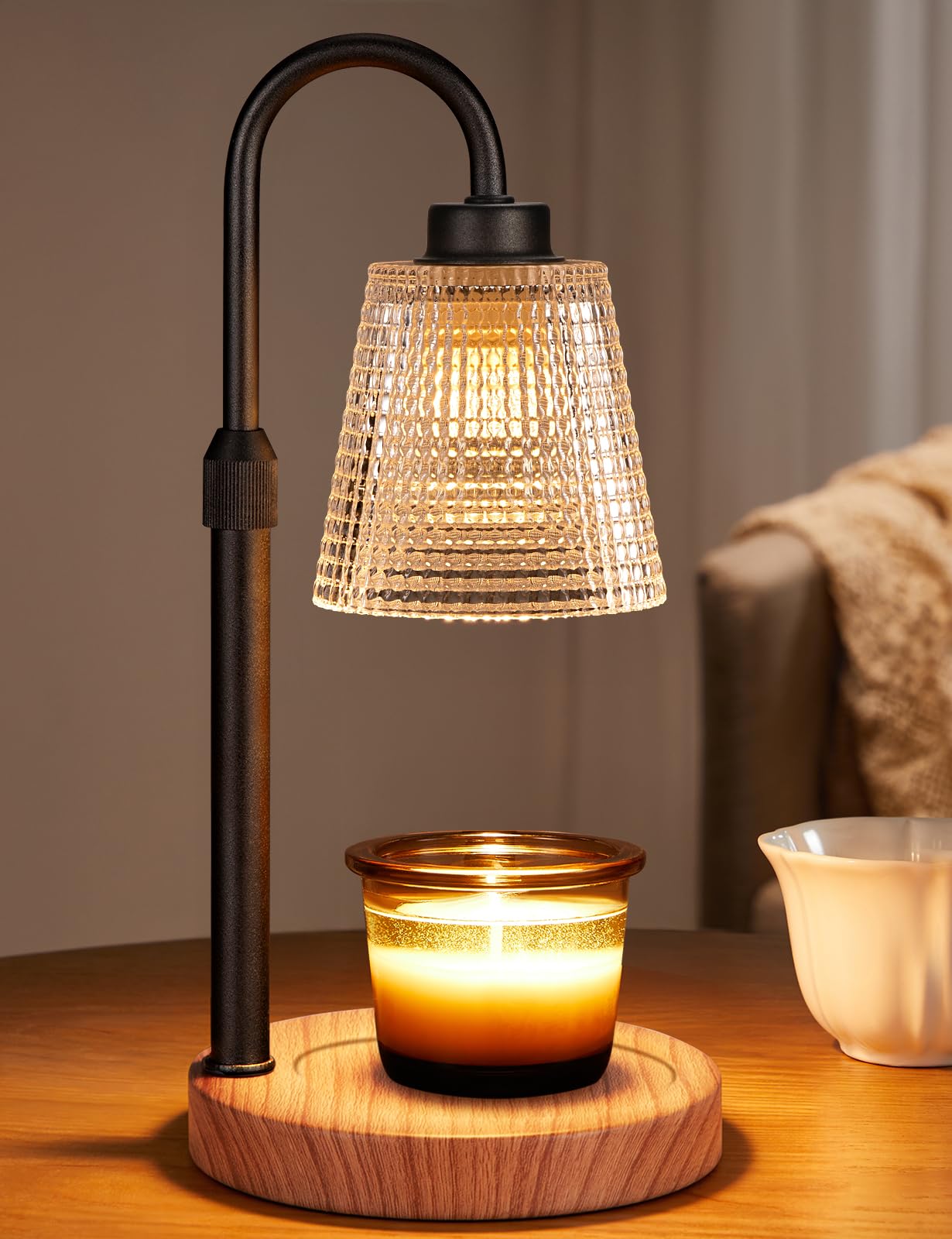 Innqoo front view lamp showing polished base and shade, enhances safe ambiance