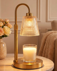 Innqoo gold candle warmer front view showing elegant design and safe warming