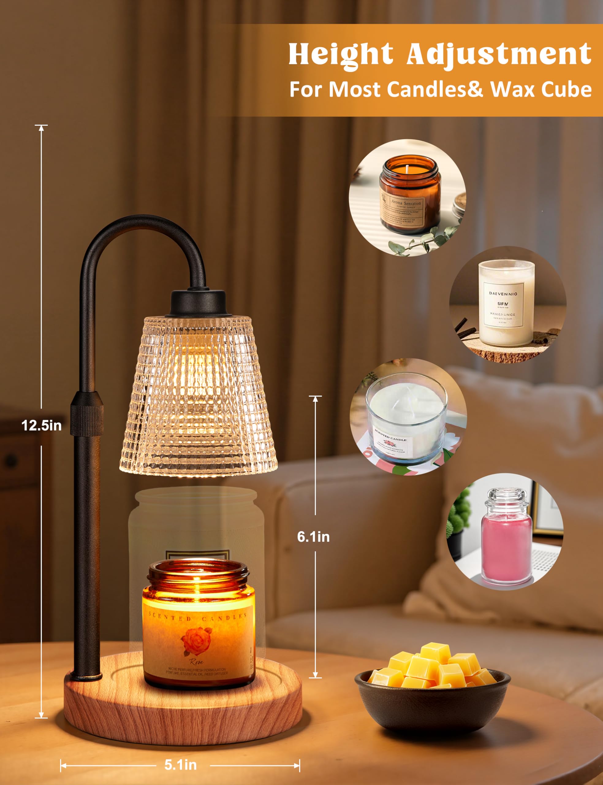 Innqoo adjustable-height mechanism detail, allows tailored warming for candles