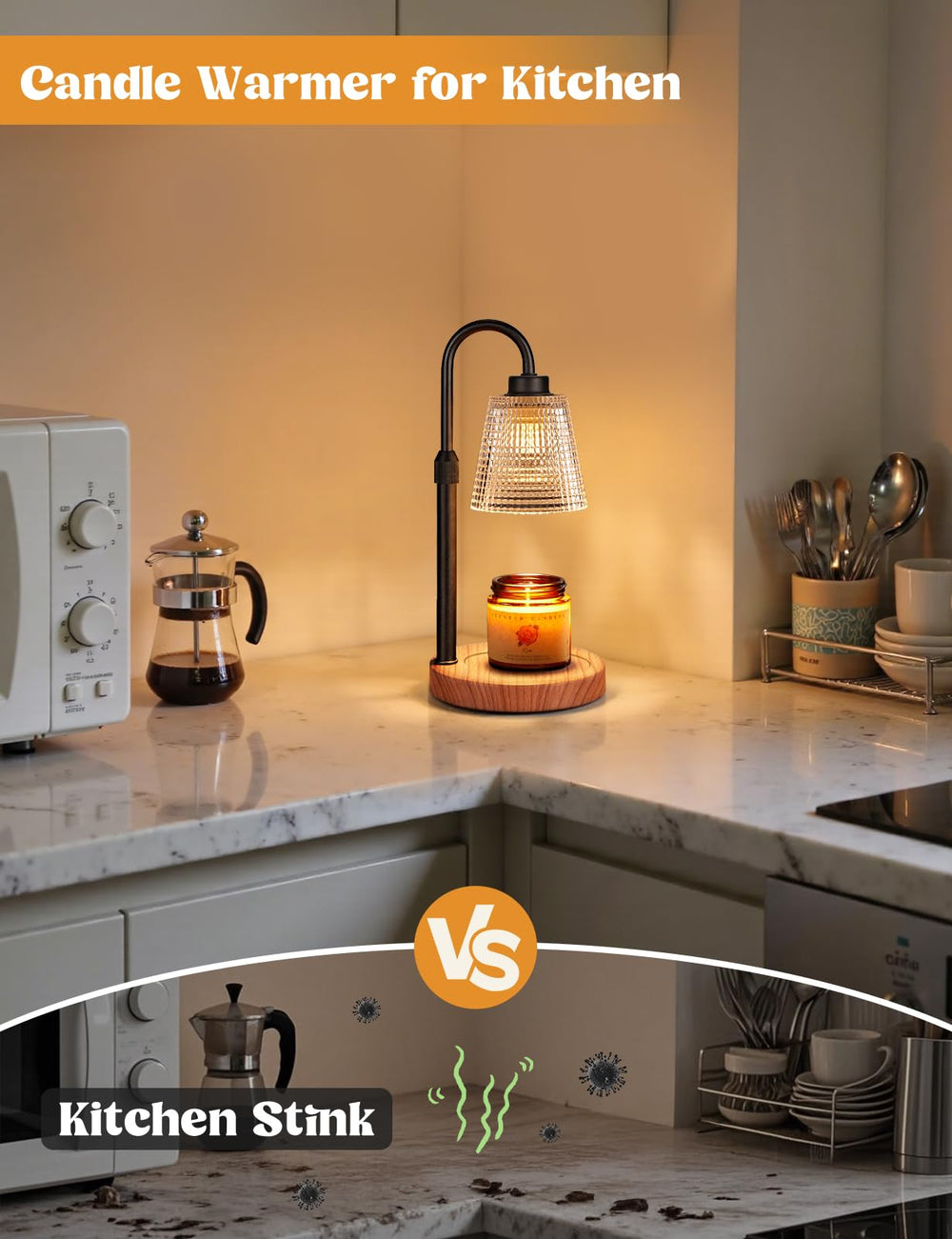 Innqoo warming wax melt in glass, demonstrates fragrance release without flame