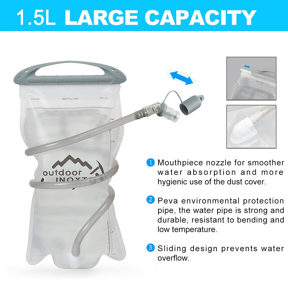 IX INOXTO size comparison beside hand illustrating lightweight pack and compactness