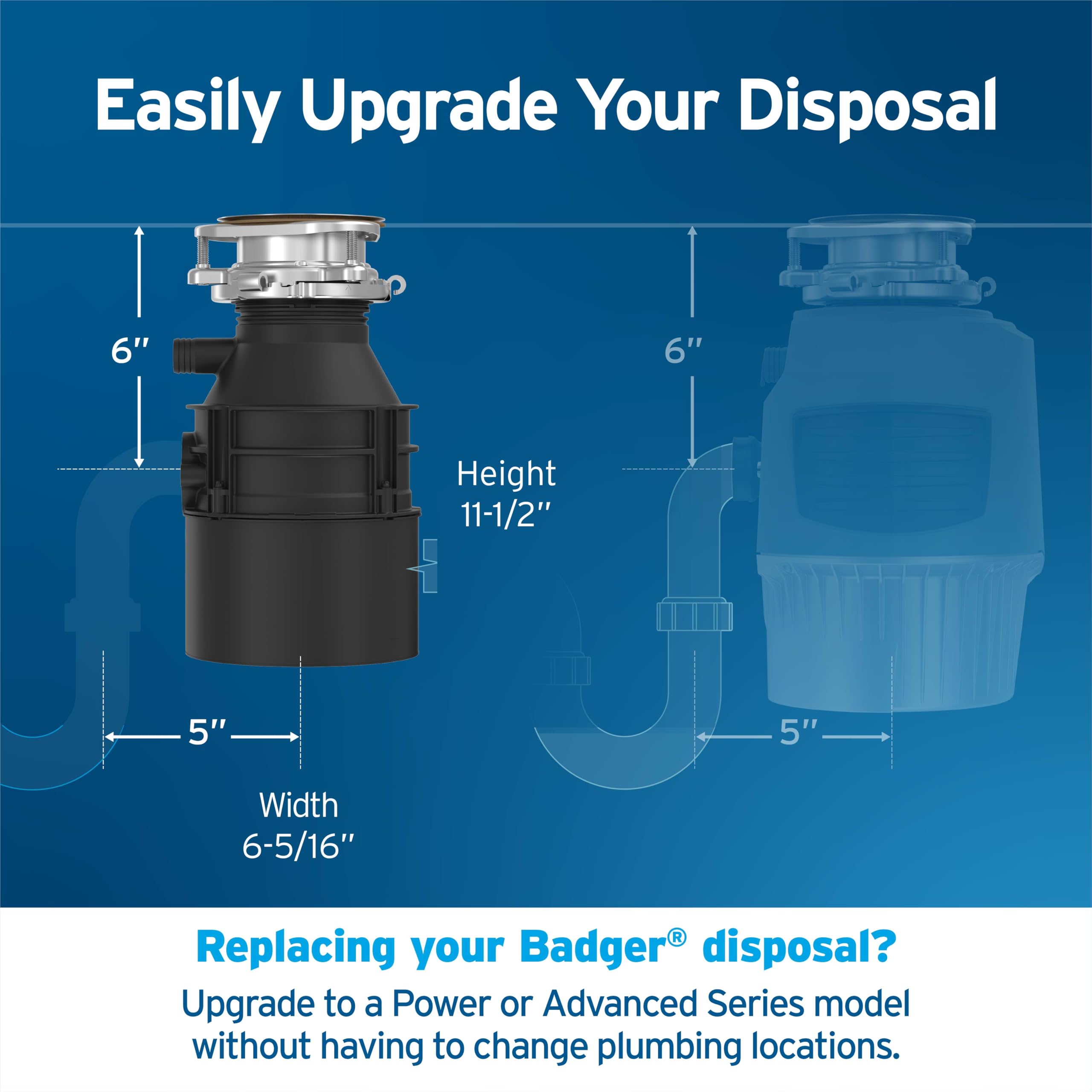 InSinkErator Badger 1 in use with running water showing continuous-feed convenience
