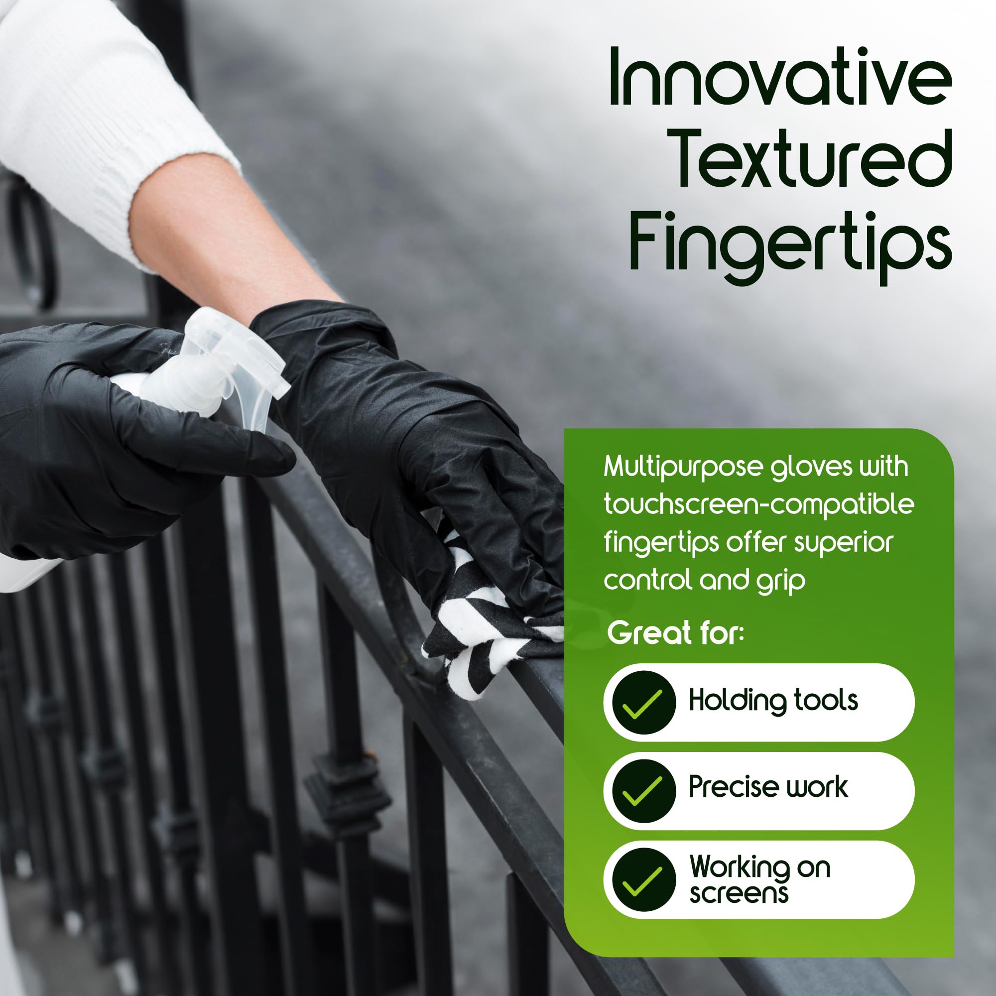Home cleaner wearing Inspire gloves for safe, durable household use