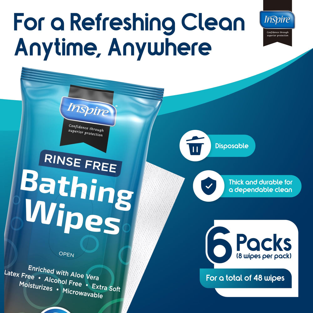 Inspire wipe in hand displaying 8x8 size for full coverage