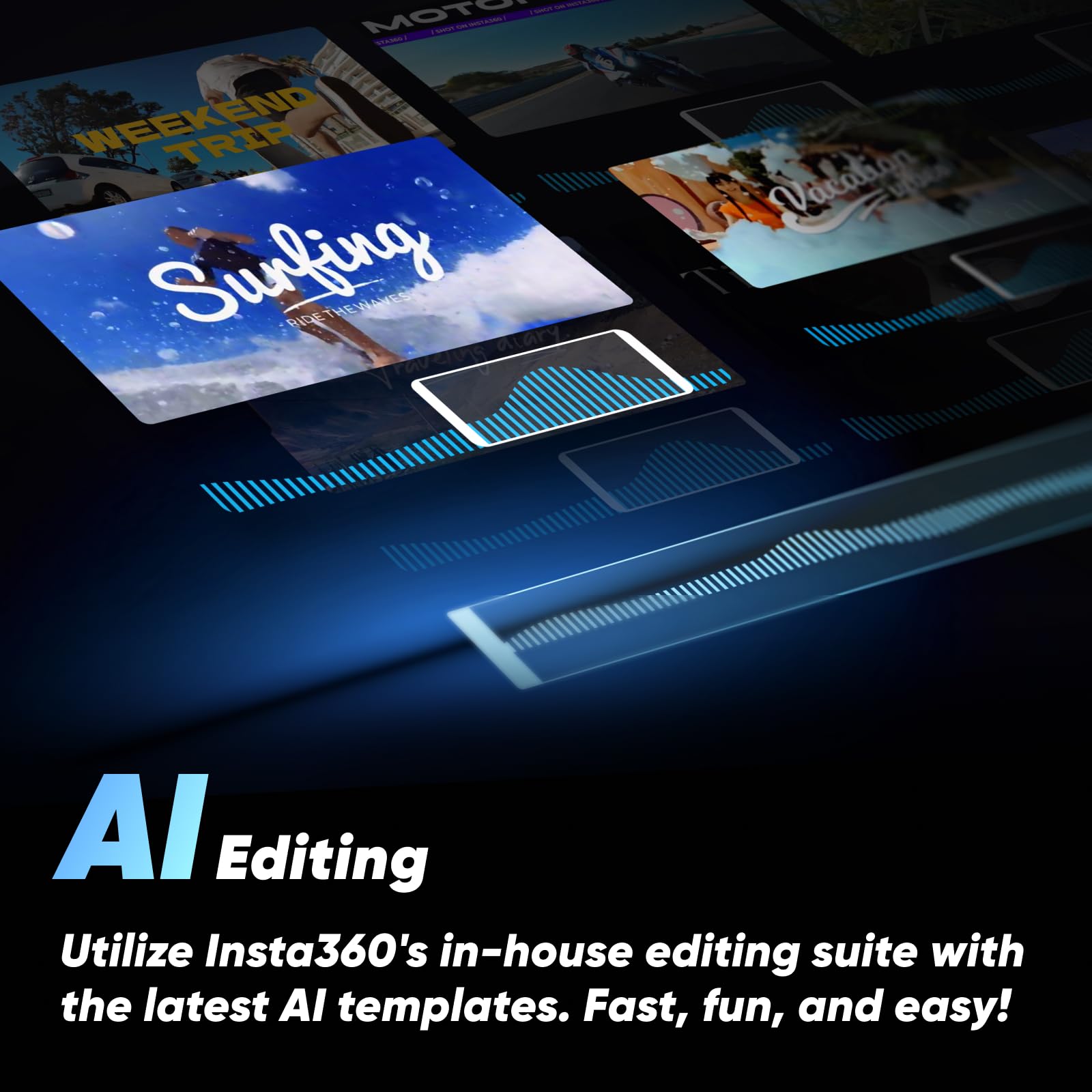 Insta360 X3 app reframing a 5.7K clip illustrating AI-powered editing