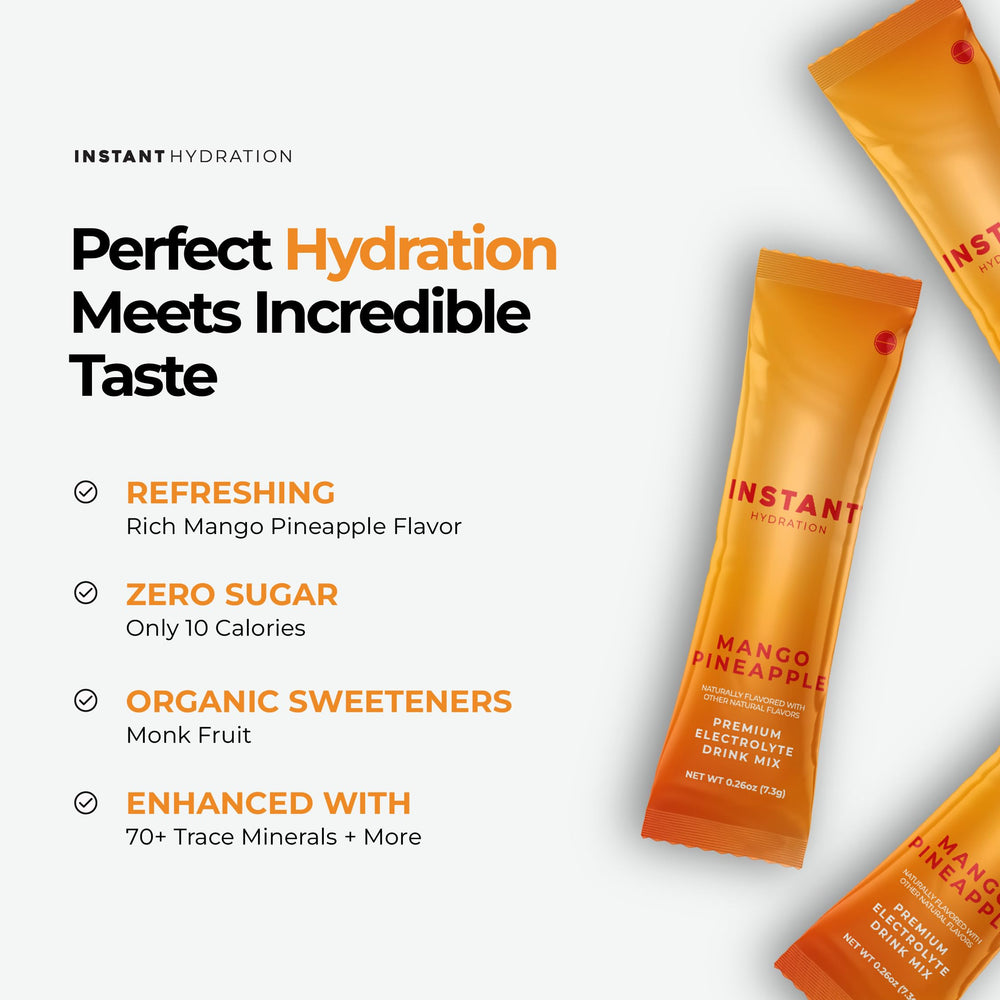 Instant Hydration powder close-up highlighting fine texture for rapid mixing and clear drinks