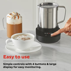 Instant MagicFroth textured milk froth in cup showing thick foam for cappuccinos