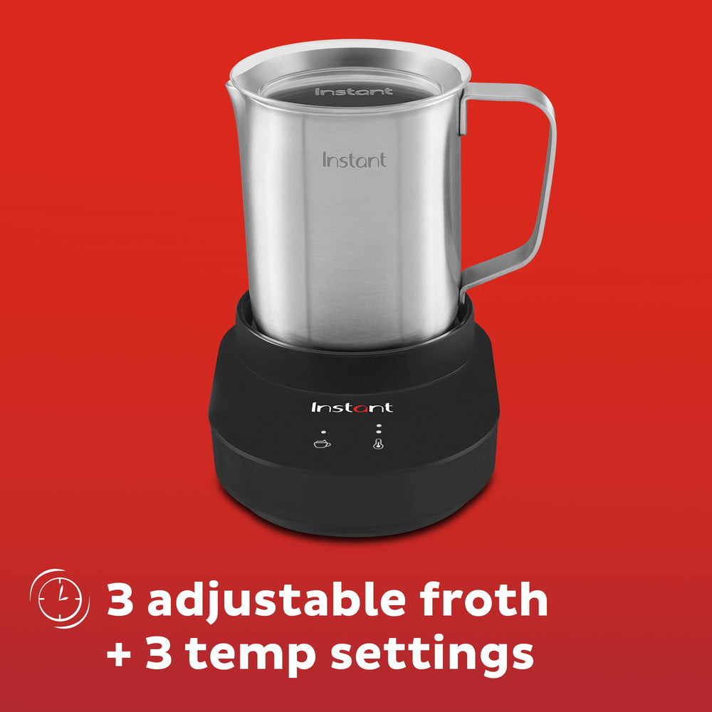 Instant MagicFroth held by ergonomic handle demonstrating safe comfortable pouring