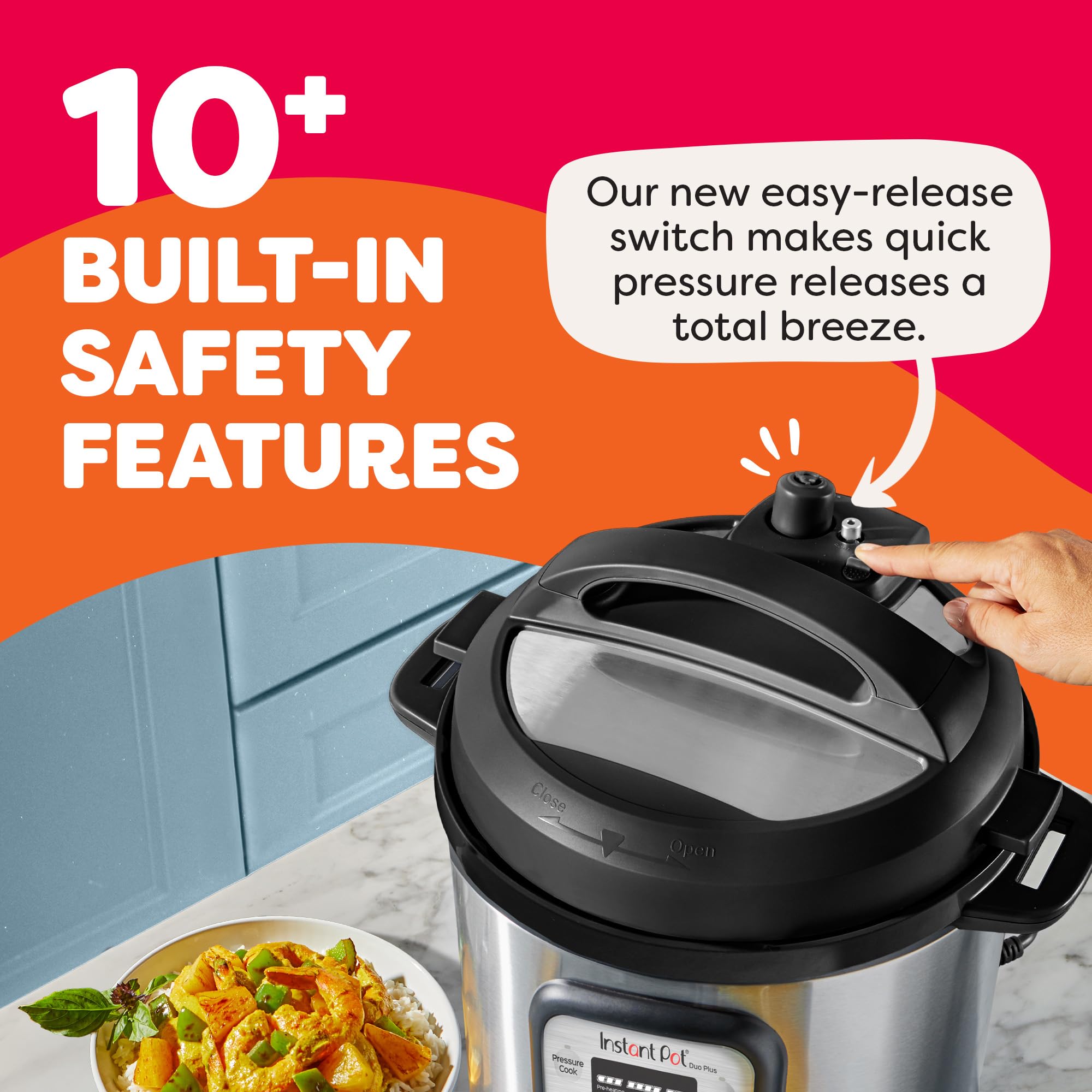 Instant Pot lid and inner pot being loaded in dishwasher for easy cleanup