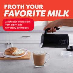 Instant Pot in-use frothing milk into a cup showing foam texture benefit: café-quality drinks at home