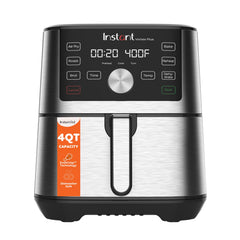 Instant Pot Vortex Plus Mini front view showing compact stainless steel and controls, saves counter space