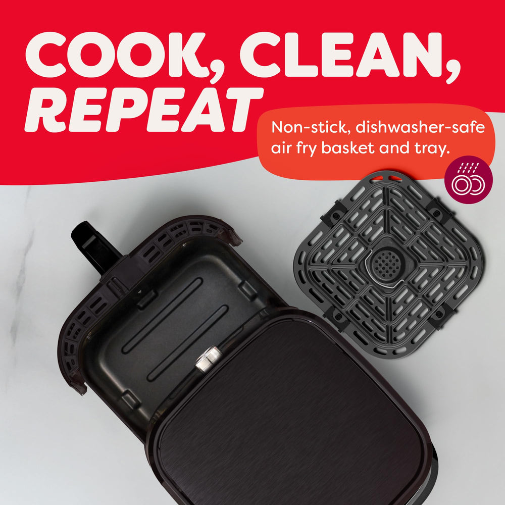 Instant Pot Vortex XL removable parts in sink demonstrating dishwasher-safe, hassle-free cleanup