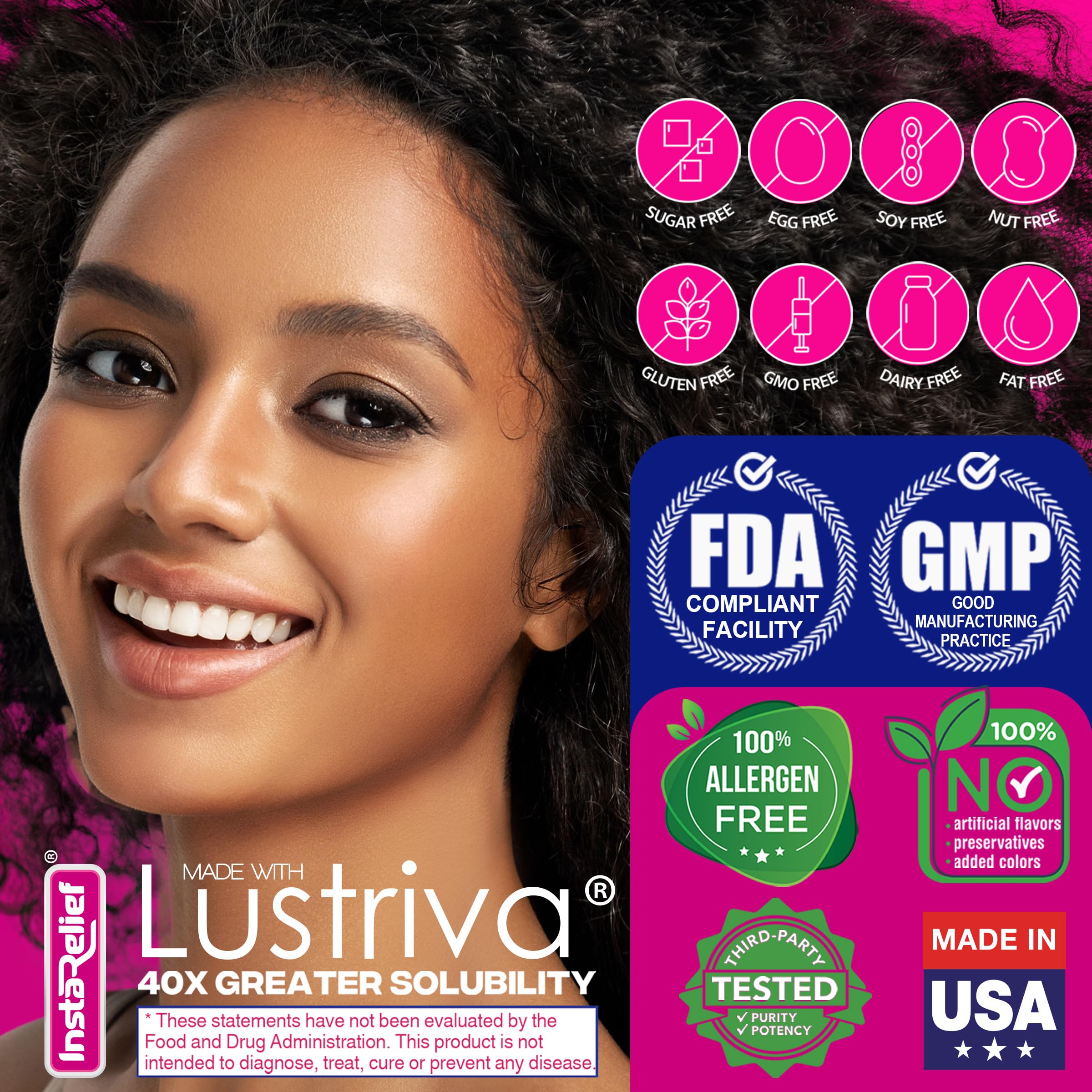 InstaRelief lifestyle image of woman brushing hair suggesting fuller look