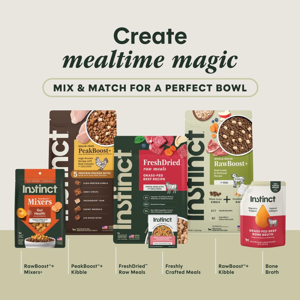Instinct label close-up showing nutrition facts and ingredient clarity