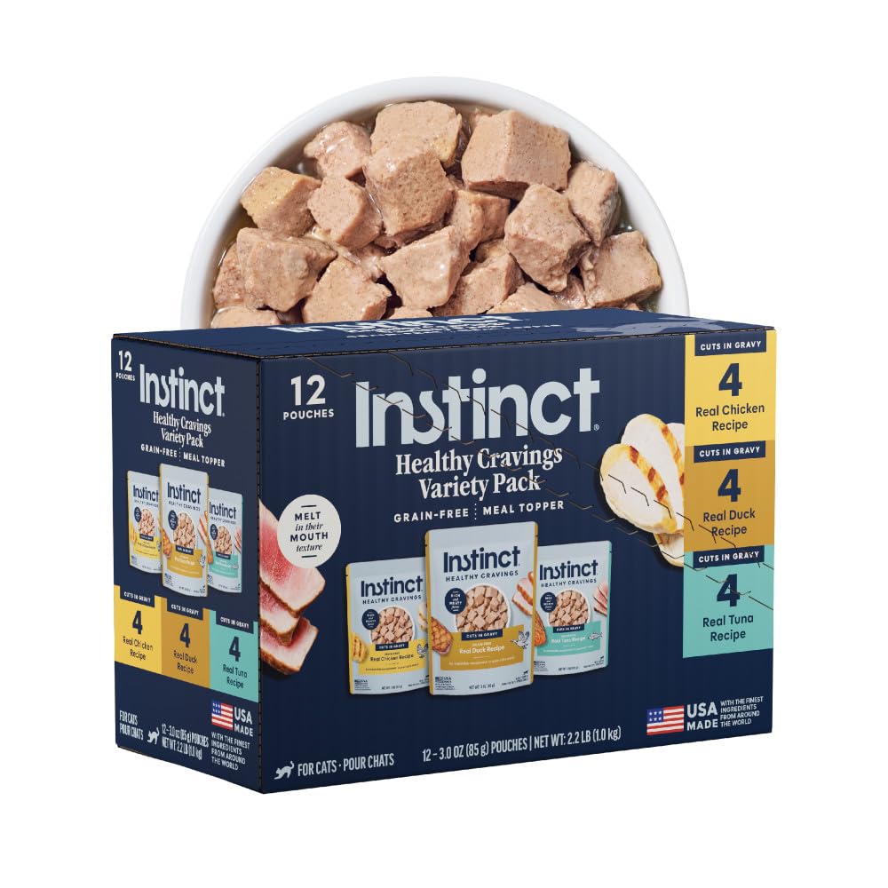 Instinct pouch front view showing variety pack and convenient serving