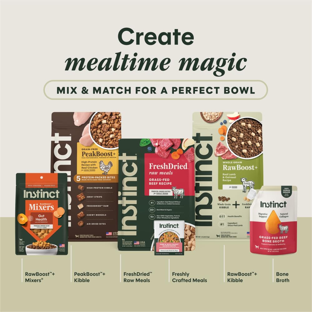 Instinct packaging back closeup feeding guide making transitions and portions clear