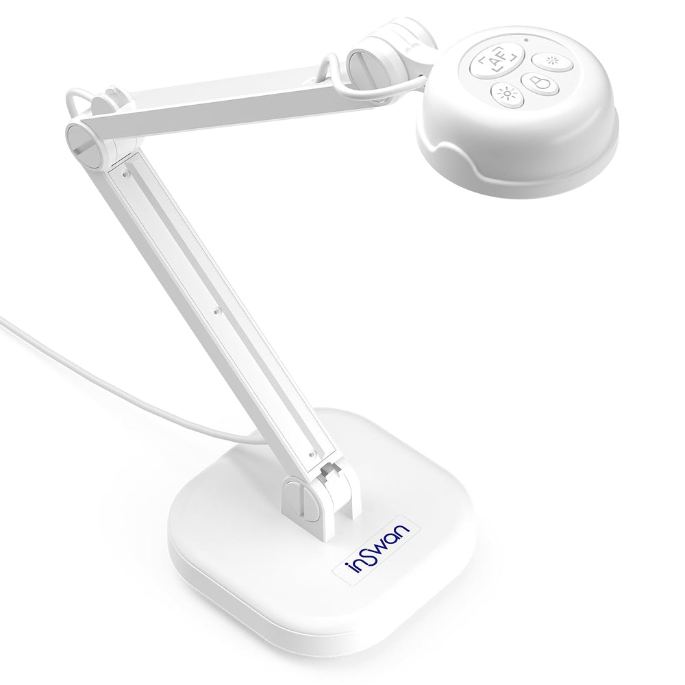 INSWAN INS-1 front view showing camera and arm, clear setup benefit
