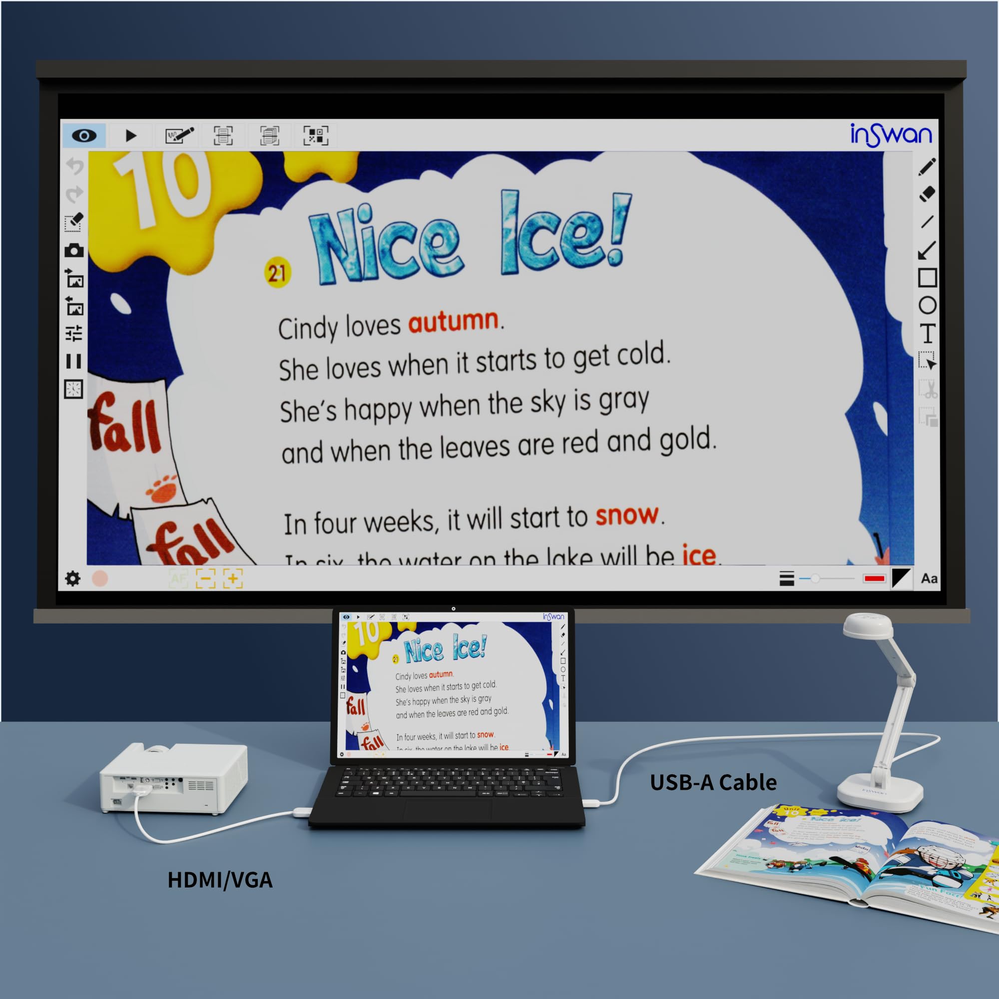 INSWAN INS-1 in teaching scene demonstrating live demonstration usefulness