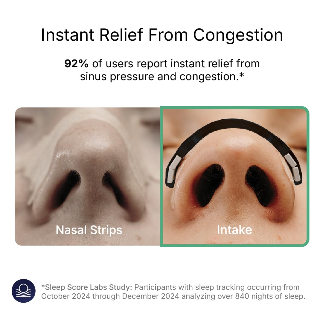 intake worn by sleeper demonstrating improved breathing and comfort