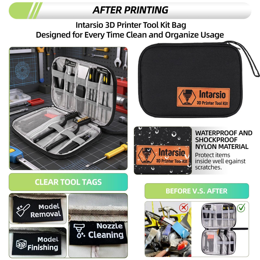 Intarsio black canvas storage bag protecting tools and aiding transport