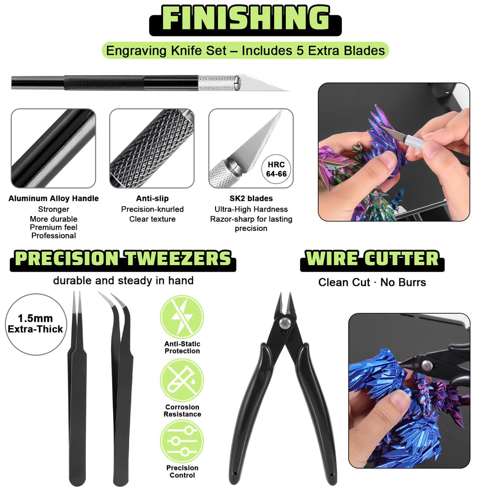 Intarsio tweezers and wire cutter ready for support removal and cleanup
