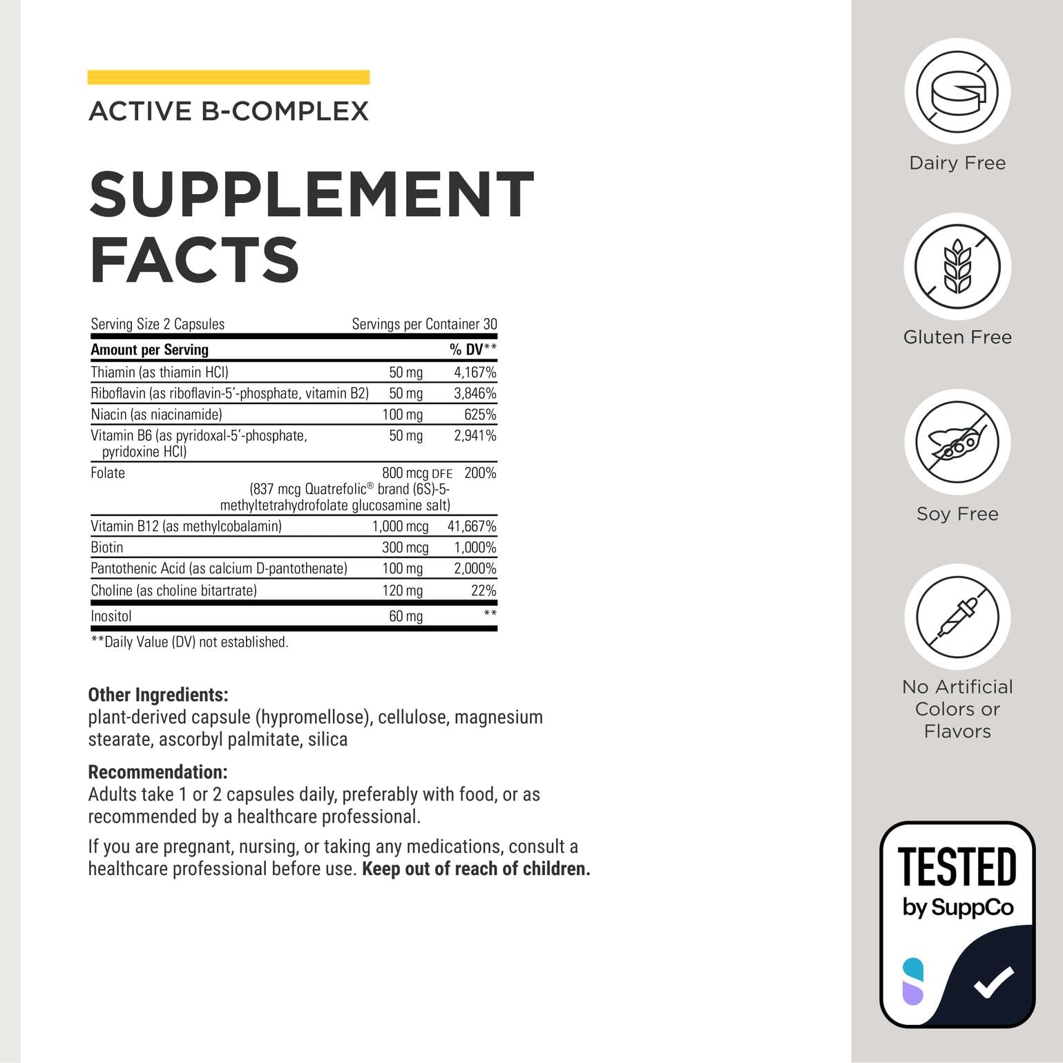 Integrative Therapeutics ingredient panel close-up highlighting active B forms