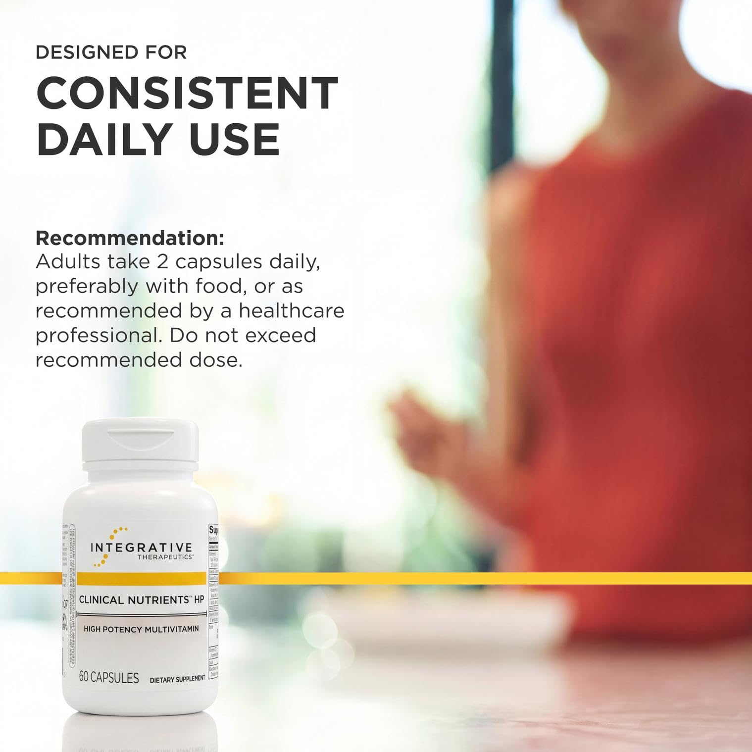 Integrative Therapeutics bottle staged with healthy foods showing lifestyle support