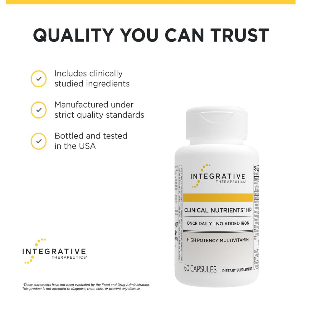 Integrative Therapeutics capsule in hand showing size and daily dose practicality
