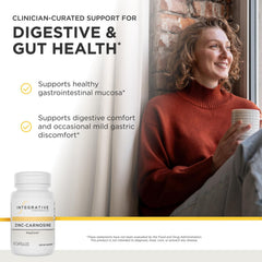 close-up of a single Integrative Therapeutics capsule highlighting easy-to-swallow size and vegan formula