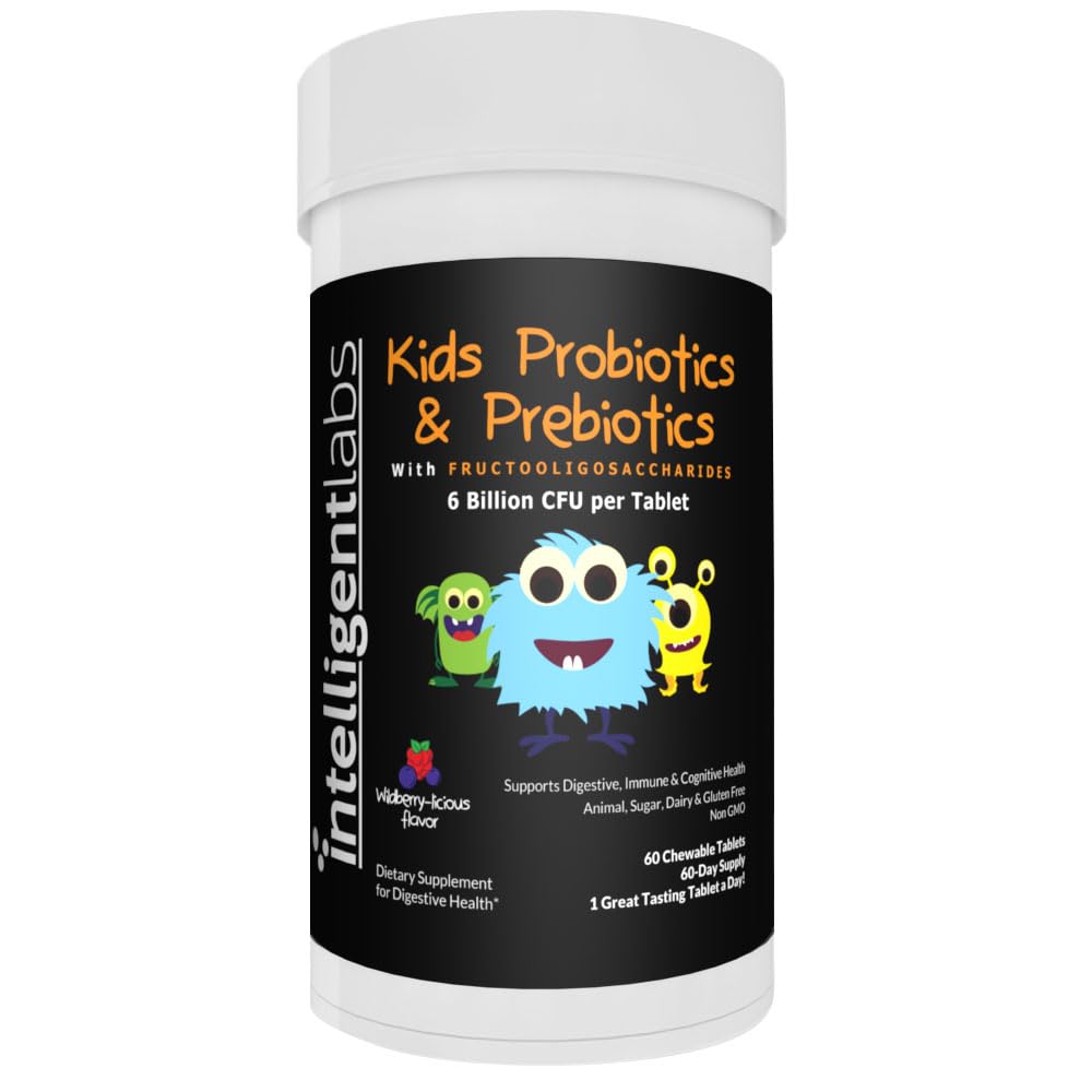 Intelligent Labs front packaging showing 60-day kids probiotics and benefits