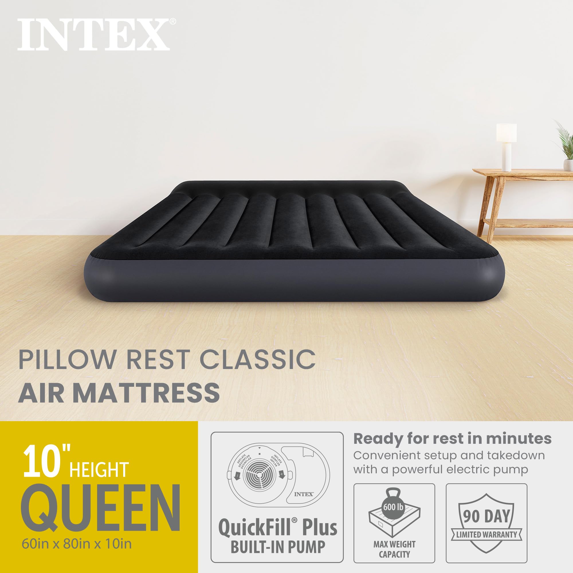 Intex built‑in pump closeup highlighting fast inflation convenience