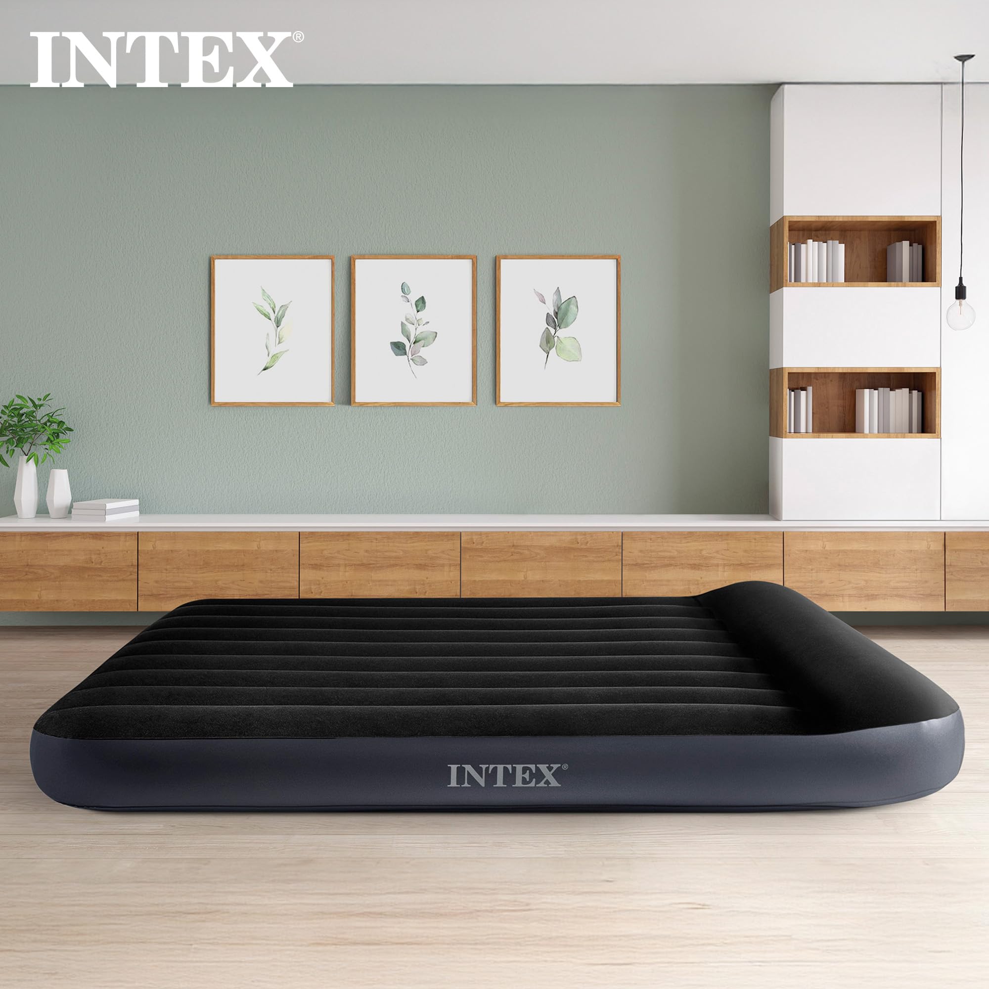 Intex deflated and folded for compact storage and portability