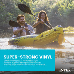 Intex Explorer K2 paddles and seats set up in kayak highlighting quick assembly convenience