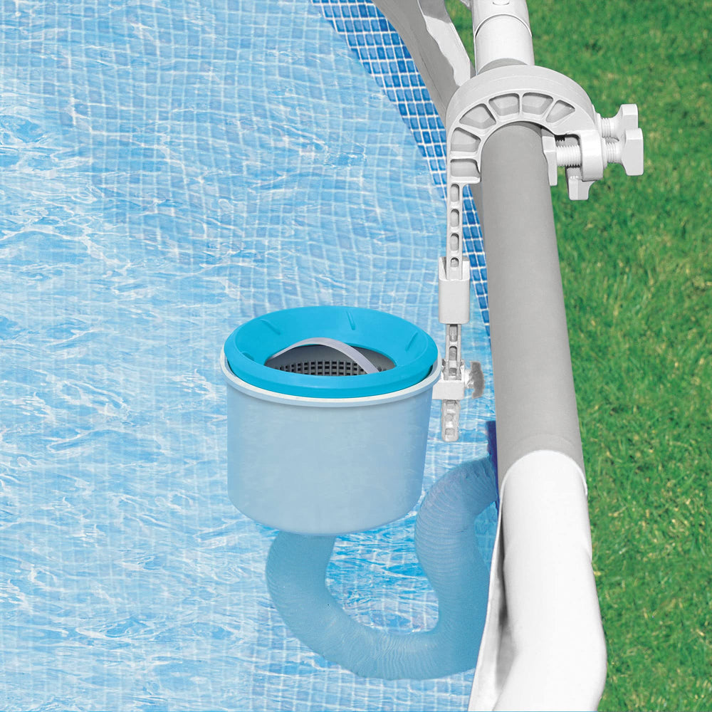 Intex label and specs close-up showing model and installation guidance benefit
